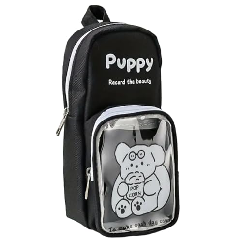 FunBlast Pencil Pouch, Stylish Pencil case, Large Capacity Hangable Canvas Pencil Case, Cute Cartoon Theme Pouch for Kids, Kawaii Pencil Case (Black-) - Image 1