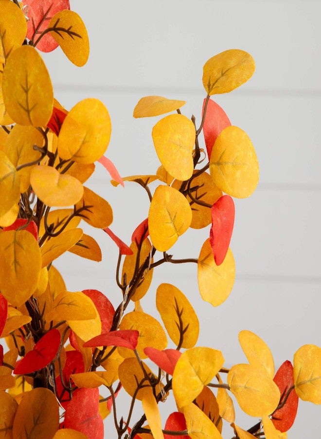 Nearly Natural 21in Pre-Lit Bright Autumn Eucalyptus Artificial Fall Tree with 50 Warm White LED Lights - Image 3