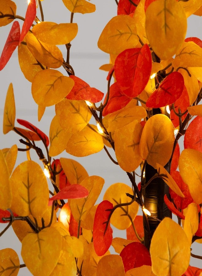 Nearly Natural 21in Pre-Lit Bright Autumn Eucalyptus Artificial Fall Tree with 50 Warm White LED Lights - Image 4