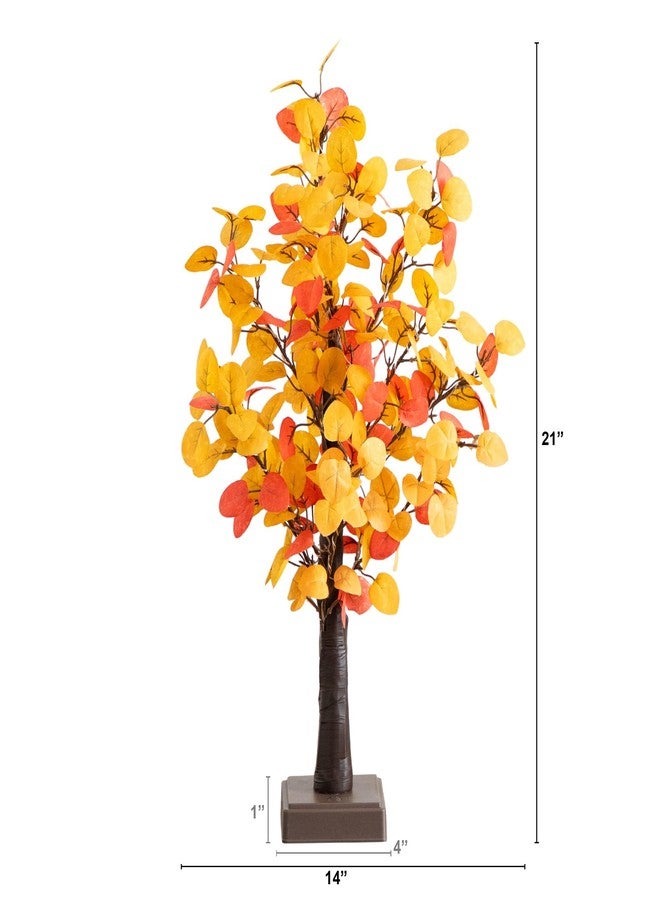 Nearly Natural 21in Pre-Lit Bright Autumn Eucalyptus Artificial Fall Tree with 50 Warm White LED Lights - Image 2