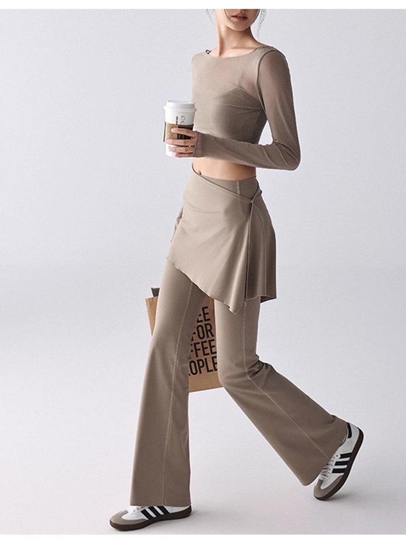 ميرين طقم تنورة بيج قابلة للفصل - بنطال بتصميم واسع - Image 3