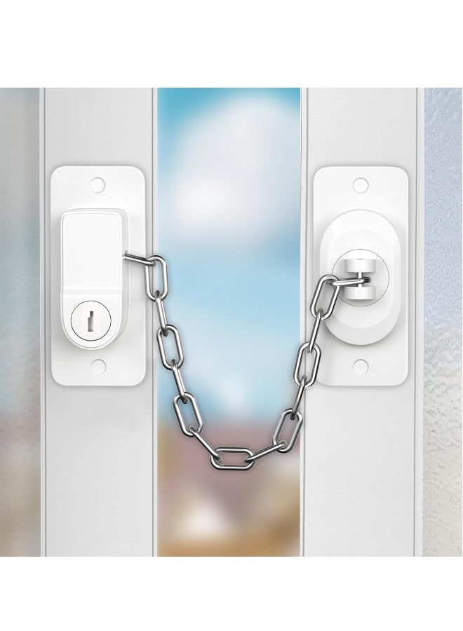 قفل النوافذ - عبوتان من مقيدات النوافذ للسلامة لنوافذ UPVC، قفل نافذة قابل للتعديل، أمان للأطفال مع مفاتيح، قفل نافذة لاصق ذاتي بدون حفر، أمان للأطفال والحيوانات الأليفة - Image 1