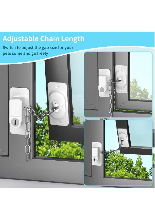 قفل النوافذ - عبوتان من مقيدات النوافذ للسلامة لنوافذ UPVC، قفل نافذة قابل للتعديل، أمان للأطفال مع مفاتيح، قفل نافذة لاصق ذاتي بدون حفر، أمان للأطفال والحيوانات الأليفة - Image 2