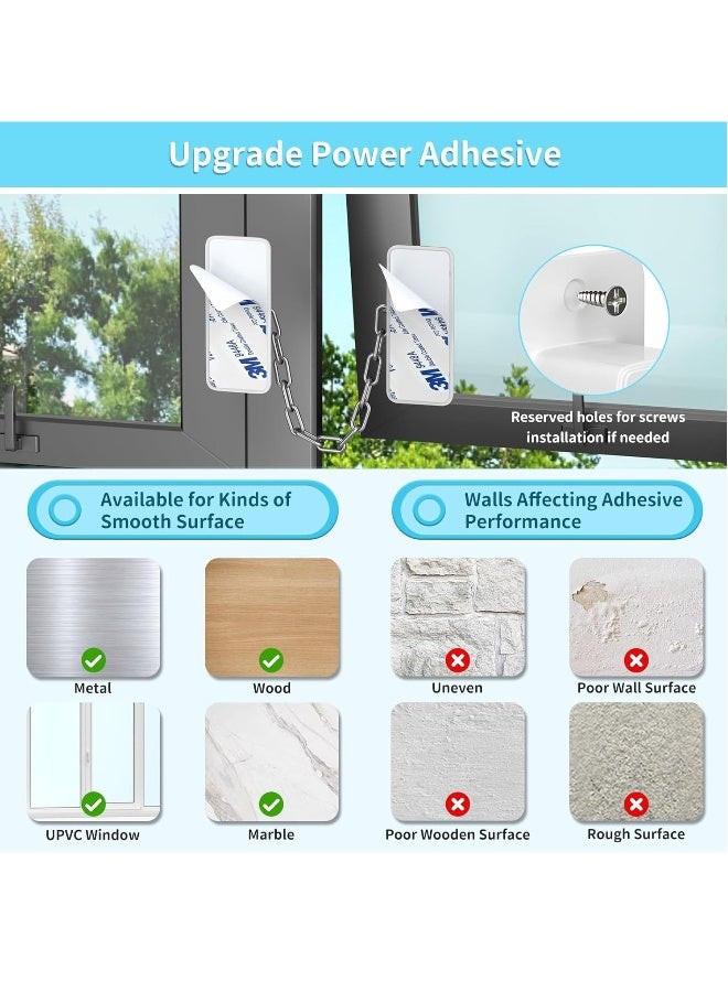قفل النوافذ - عبوتان من مقيدات النوافذ للسلامة لنوافذ UPVC، قفل نافذة قابل للتعديل، أمان للأطفال مع مفاتيح، قفل نافذة لاصق ذاتي بدون حفر، أمان للأطفال والحيوانات الأليفة - Image 5
