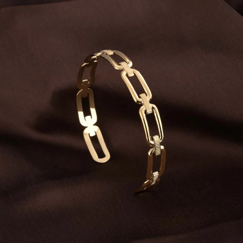 بالموناس PALMONAS 18k Gold Tone Plated Minimalist Gold Link Bracelet
 for Women