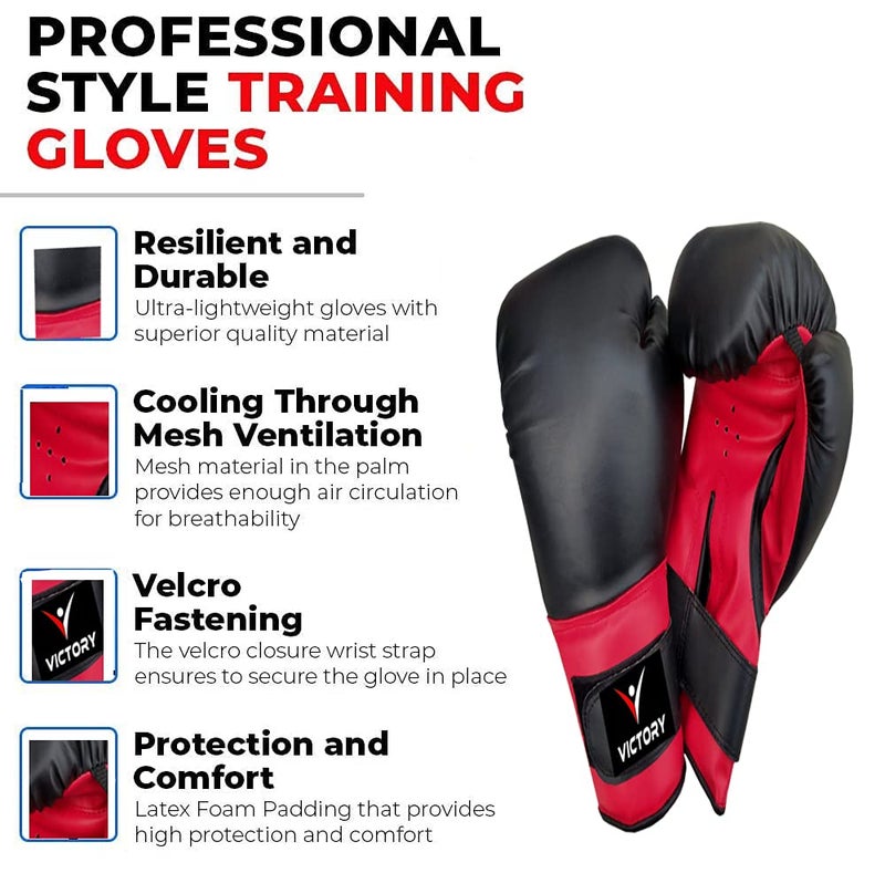 Victory Boxing Gloves for Men & Women with Moulded Foam Padding Punching Bag Gloves for Boxing, Training, Kickboxing, Muay Thai, MMA, Durable Pu Material Twin Punching Gloves (Size 10Oz, Color Red) - Image 3