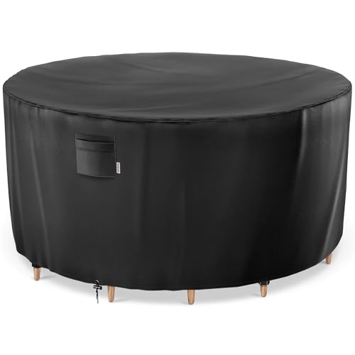 iBirdie Round Patio Furniture Cover 54 x 28 inch Outdoor Waterproof and Weatherproof for Garden Table and Chairs Heavy Duty 600D fit 54 52 50 Diameter - Image 1