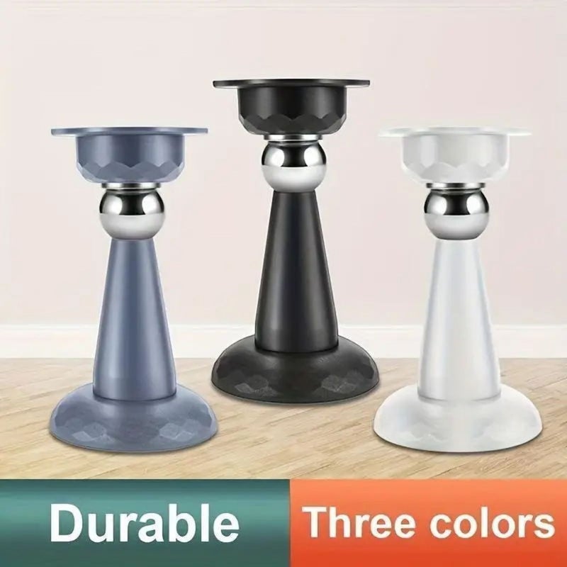 Heavy Duty Magnetic Door Stopper 4Pcs Black Adhesive Floor Wall Mount No Screws - Image 1
