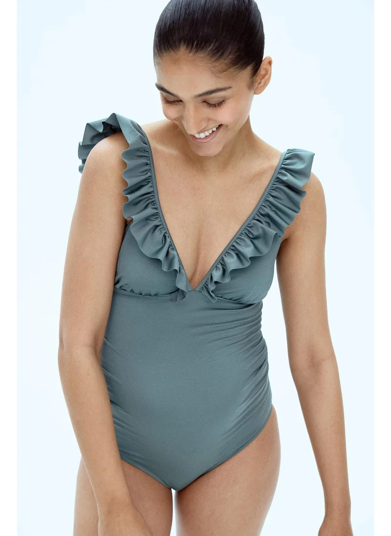 H&M MAMA Frill-trimmed swimsuit