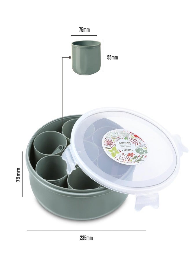 JAYPEE Aroma Spice Box with 7 plastic Container & Spoon |Masala Dani For Kitchen|Spice Organiser With See Through Lid |Masala Dabba Organizer |Lockable Lid |Food Grade, (1.6 Ltr), Green - Image 5
