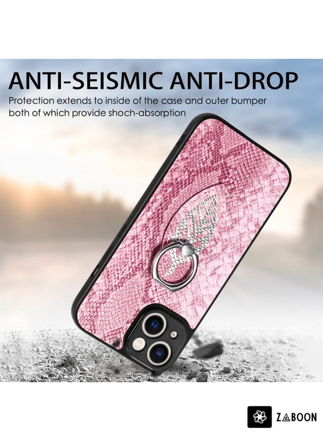 Zaboon Protective Case Cover For iPhone 14 Plus Snakeskin Leather Back Cover Ring - Image 3