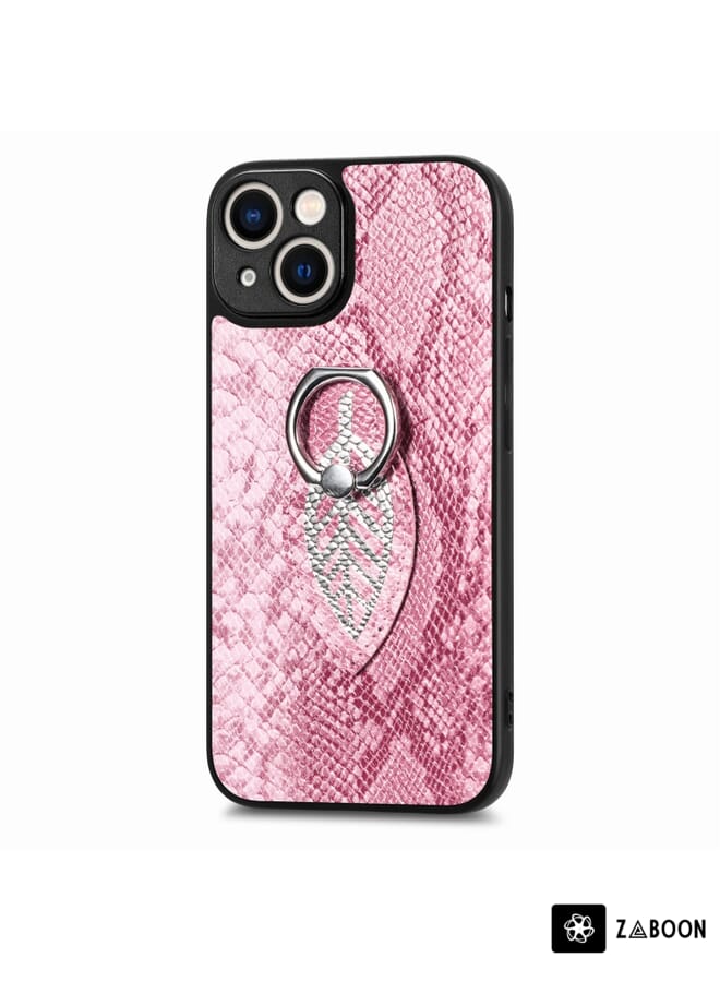 Zaboon Protective Case Cover For iPhone 14 Plus Snakeskin Leather Back Cover Ring - Image 2