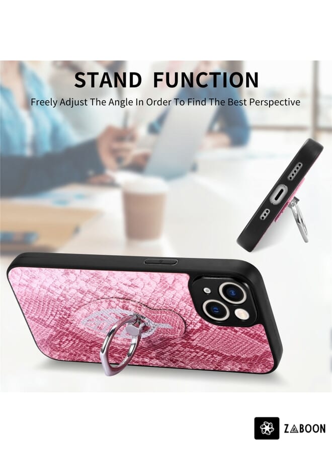 Zaboon Protective Case Cover For iPhone 14 Plus Snakeskin Leather Back Cover Ring - Image 4