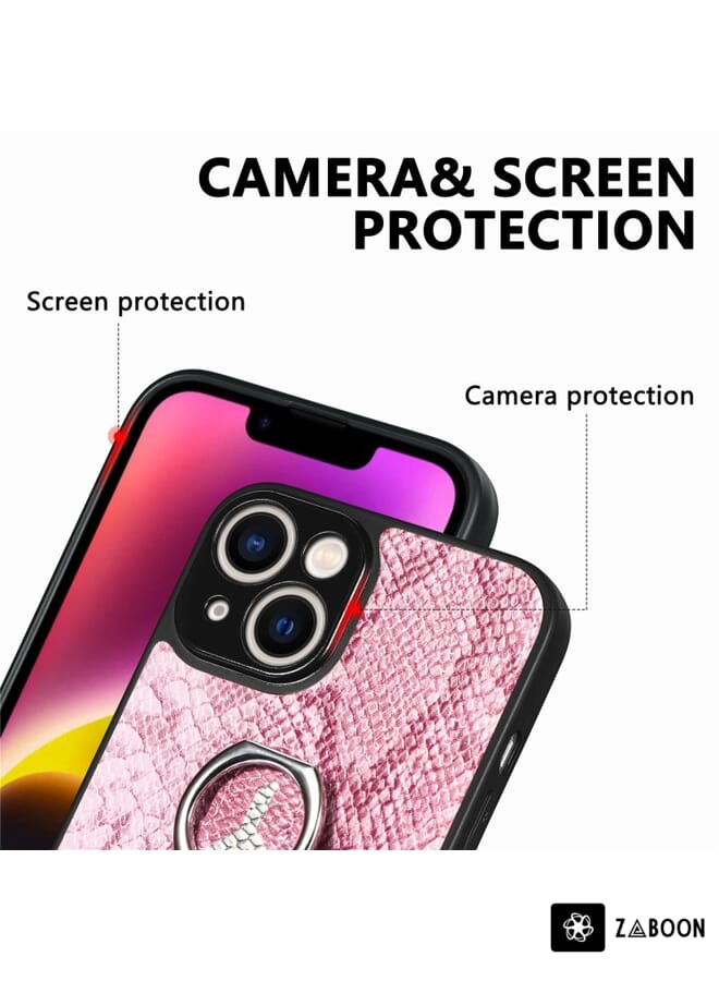 Zaboon Protective Case Cover For iPhone 14 Plus Snakeskin Leather Back Cover Ring - Image 5