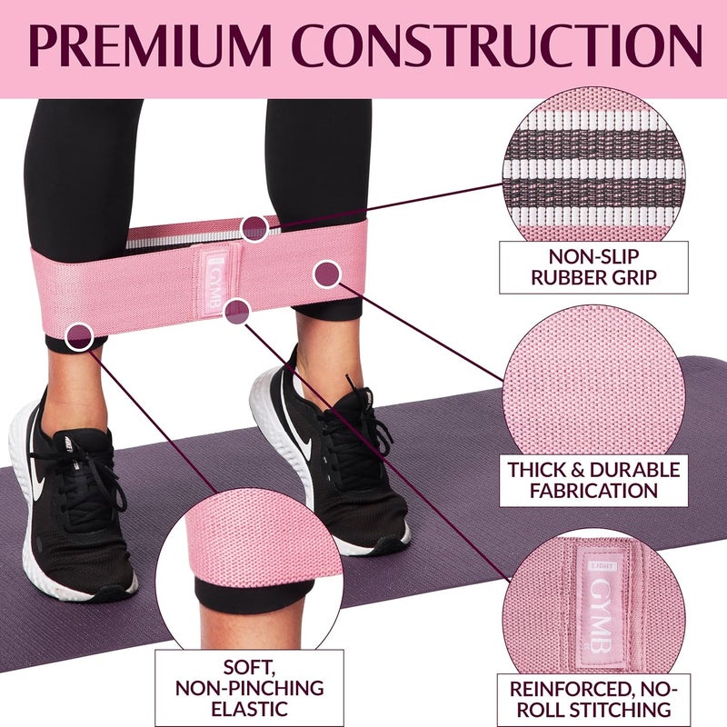 Gymbee Premium Resistance Bands for Working Out - Exercise Bands to Workout Glutes, Thighs & Legs - No Slip Cloth Booty Bands for Gym & Home Fitness, Yoga, Strength & Pilates for Men/Women - 3 Levels - Image 3