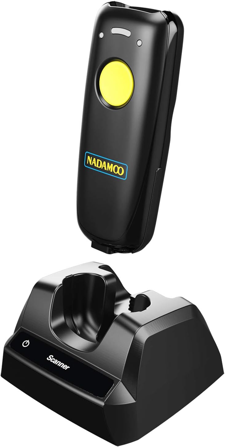 NADAMOO 2D Wireless Barcode Scanner Compatible with Bluetooth, Portable USB 1D 2D QR Code Scanner for Inventory, Bar Code Image Reader for Tablet iPhone iPad Android iOS PC POS, with Charging Dock - Image 1
