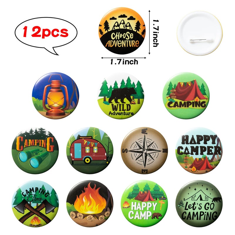 ANGOLIO 84Pcs Spring Camping Party Favors Kit Happy Camper Party Gifts Silicone Bracelets Stickers Keychains Badges for Kids Friends Summer School Camping Adventure Birthday Supplies - Image 3