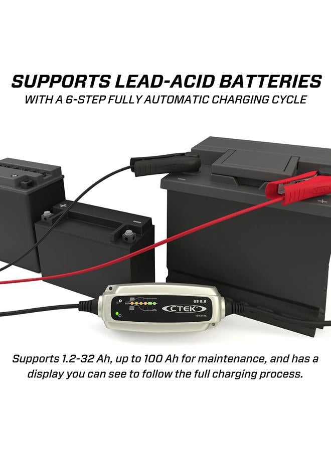 Ctek (56-865) us 0.8 12 volt fully automatic 6 step battery charger,black - Image 4