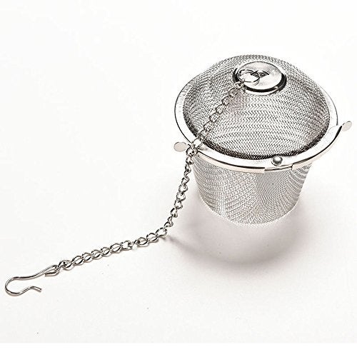 SpiderJuice 1Pc Stainless Steel Small Net Mesh Style Easy Loose Leaves Green Tea Filter Pot Infuser Strainer with Plate - Image 3