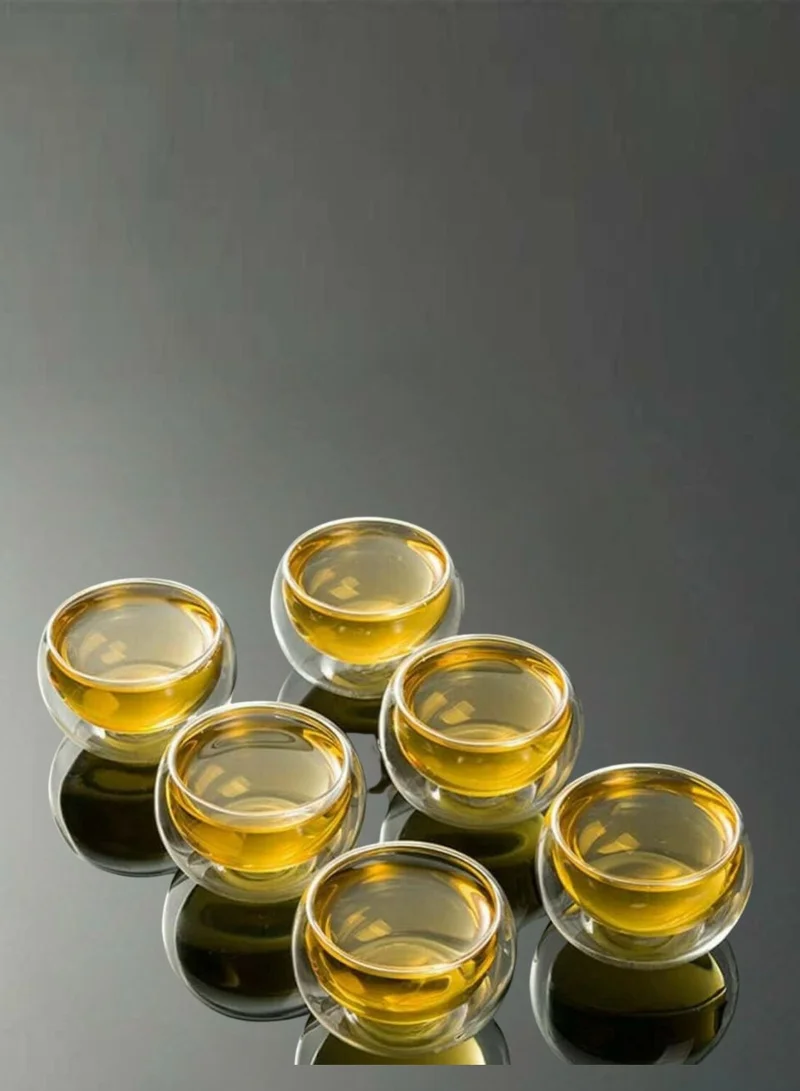 1Chase Borosilicate Glass Teapot 950 ML With Double Wall Glass 50 ML pack of 6
