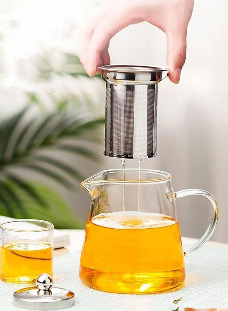 1Chase Borosilicate Glass Teapot 950 ML With Double Wall Glass 50 ML pack of 6