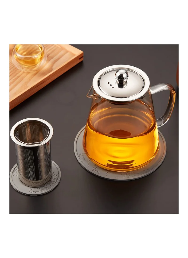 1Chase Borosilicate Glass Teapot 950 ML With Double Wall Glass 50 ML pack of 6