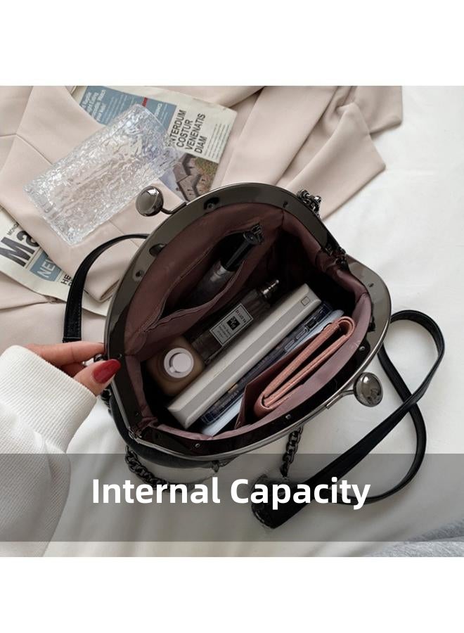 Women's PU Leather Shoulder Bag, Ladies Large Capacity Chain Crossbody Bag Sling Bag Side Bag Carry Bag, Daily Commuter/Banquet/Party/Campus Handbag Tote Bags Clutch Bag Satchel Bag for Girls/Students  - Image 5