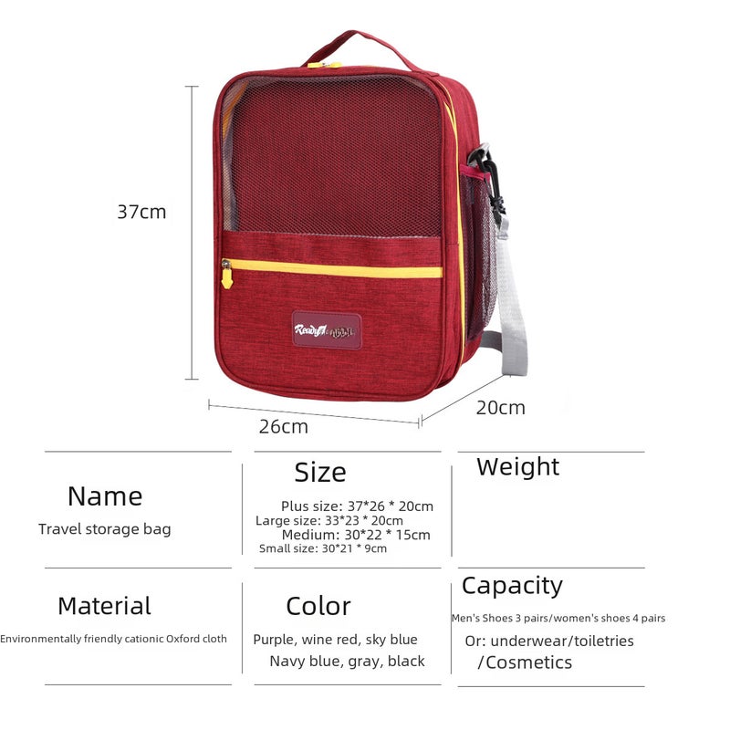 Eco-Friendly Travel Organizer 2024 Upgraded Shoes Bag Black: Plus size: 37*26 * 20cm - Image 5