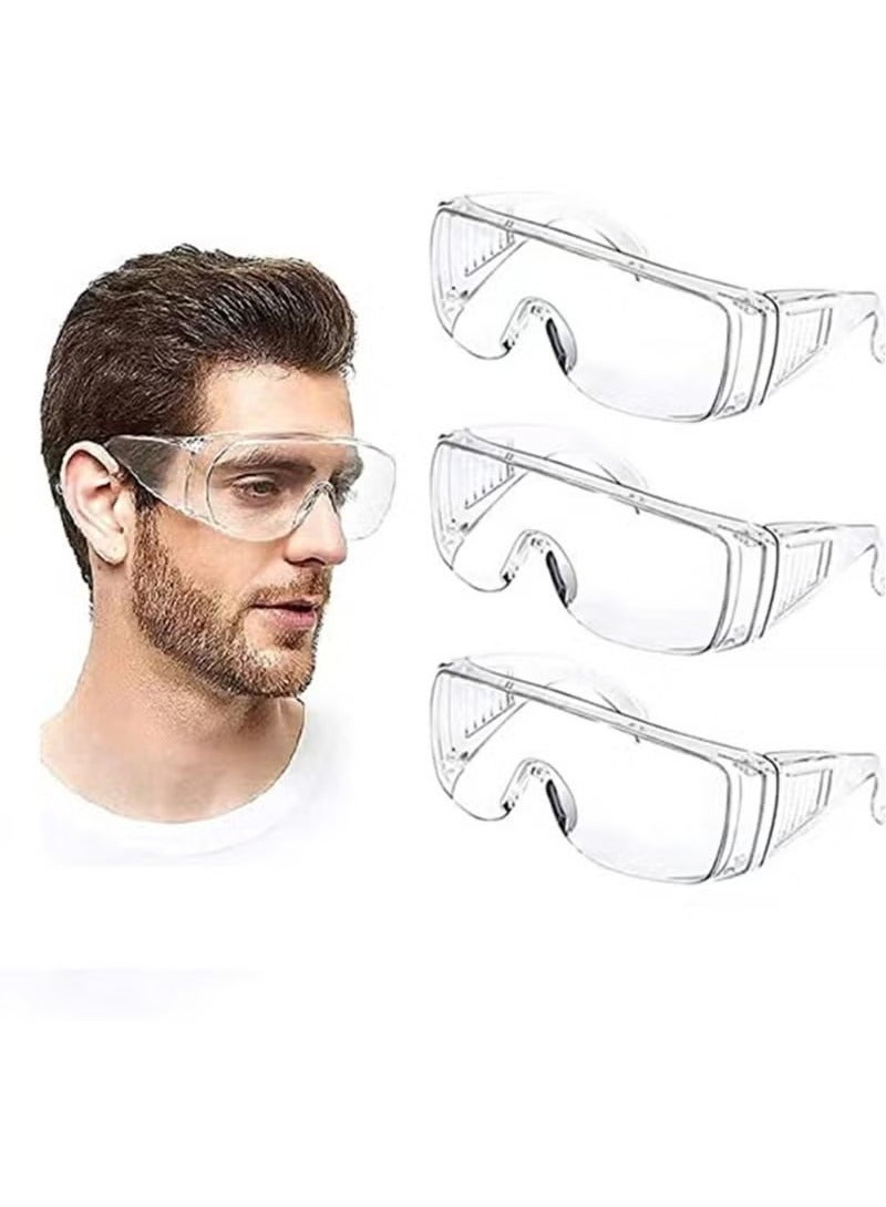 Anti Fog Safety Glasses, Safety Goggles Over Eyeglasses Pack of 3, Anti Dust Impact Scratch Resistant Splash Proof Chemical Clear Lens Wrap Around Eye Protection for Nurses Workers Architect etc - Image 1