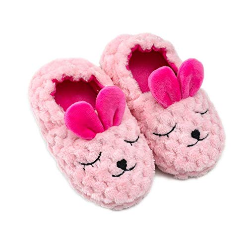 Csfry Toddler Girls' Bunny House Slippers Cartoon Warm Home Shoes Rose 7-8 Toddler - Image 2