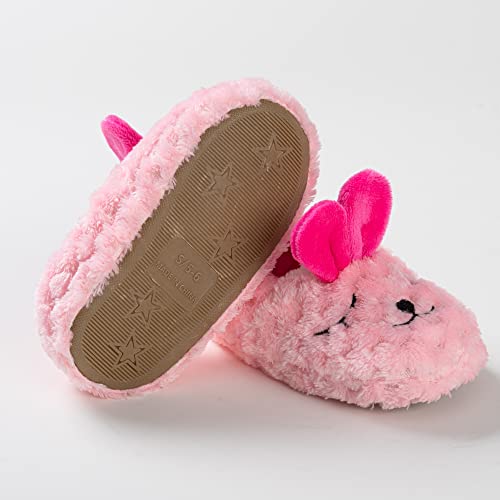 Csfry Toddler Girls' Bunny House Slippers Cartoon Warm Home Shoes Rose 7-8 Toddler - Image 4