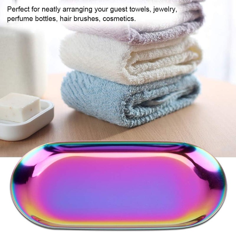 Fdit Nordic Storage Tray Cosmetics Jewelry Stainless Steel Cake Plate for Home Kitchen(Rainbow S) - Image 4