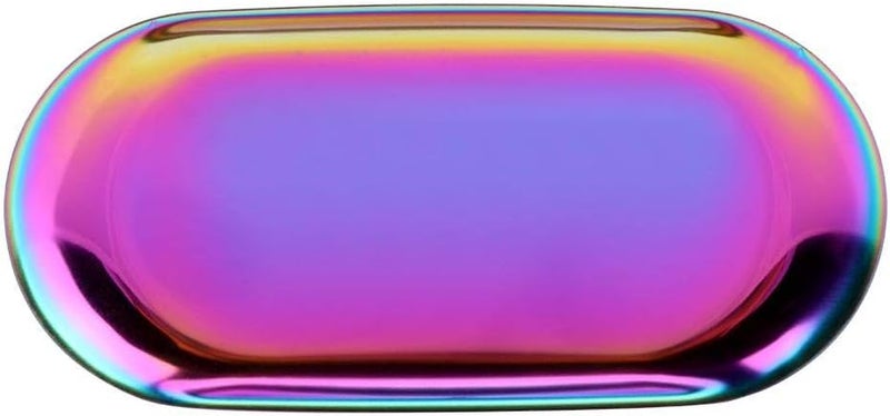Fdit Nordic Storage Tray Cosmetics Jewelry Stainless Steel Cake Plate for Home Kitchen(Rainbow S) - Image 1