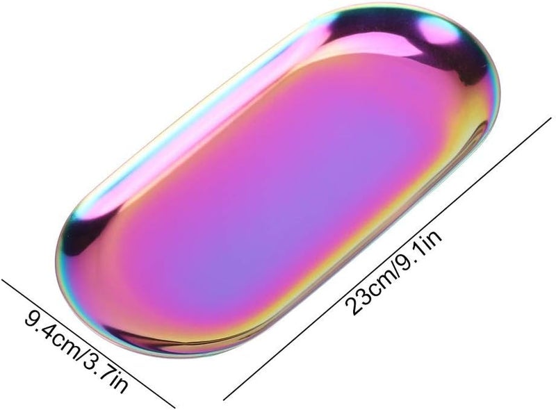 Fdit Nordic Storage Tray Cosmetics Jewelry Stainless Steel Cake Plate for Home Kitchen(Rainbow S) - Image 2