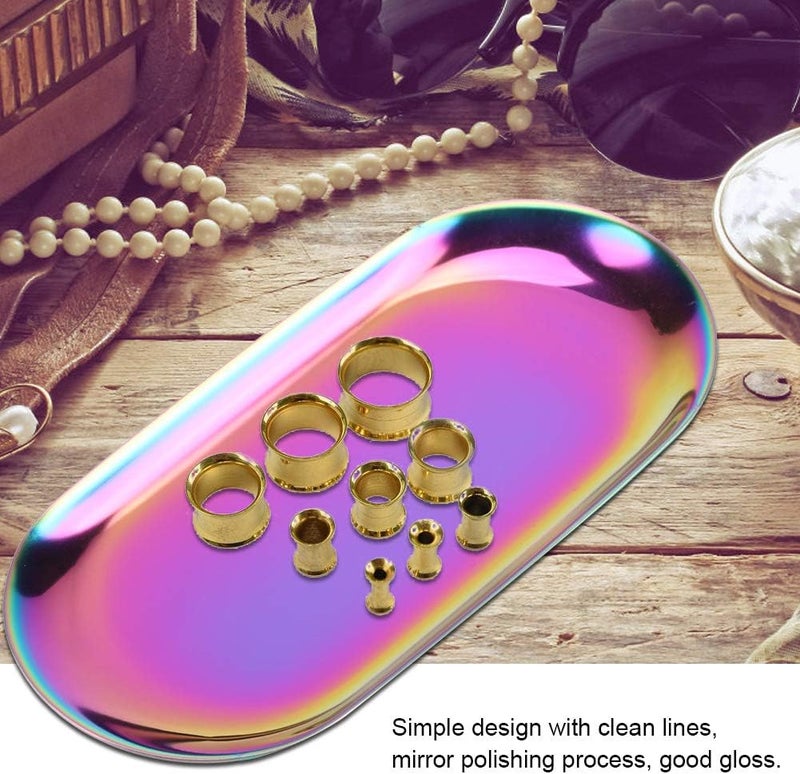 Fdit Nordic Storage Tray Cosmetics Jewelry Stainless Steel Cake Plate for Home Kitchen(Rainbow S) - Image 5