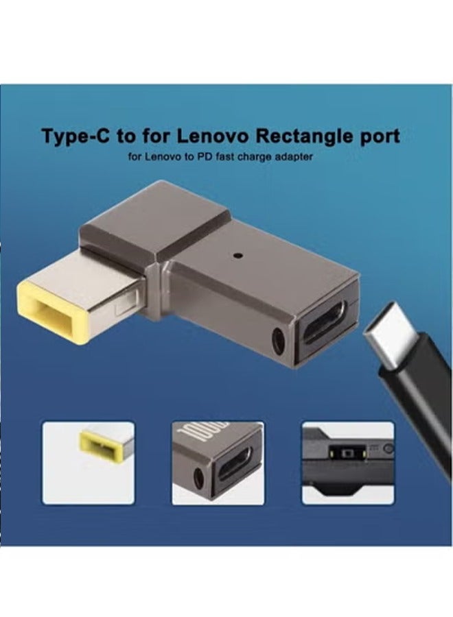 USB C to Slim Tip Adapter Portable 100W 5A PD Fast Charging Converter Adapter Trigger Converter Zinc Alloy Right Angle L-Shape USB Type‑C PD Adapter Compatible with Lenovo Yoga ThinkPad Series - Image 4