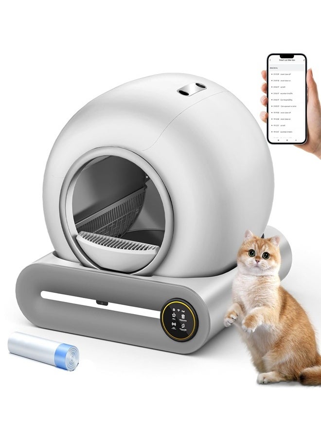RATSAW Automatic Cat Litter Box Self Cleaning Robot Cat Litter Box for Multiple Cats Auto Clean Cat Litter Box with APP Control and Ionic Deodorizer Smart Cat Toilet with Mat Liner Brush  - Image 1