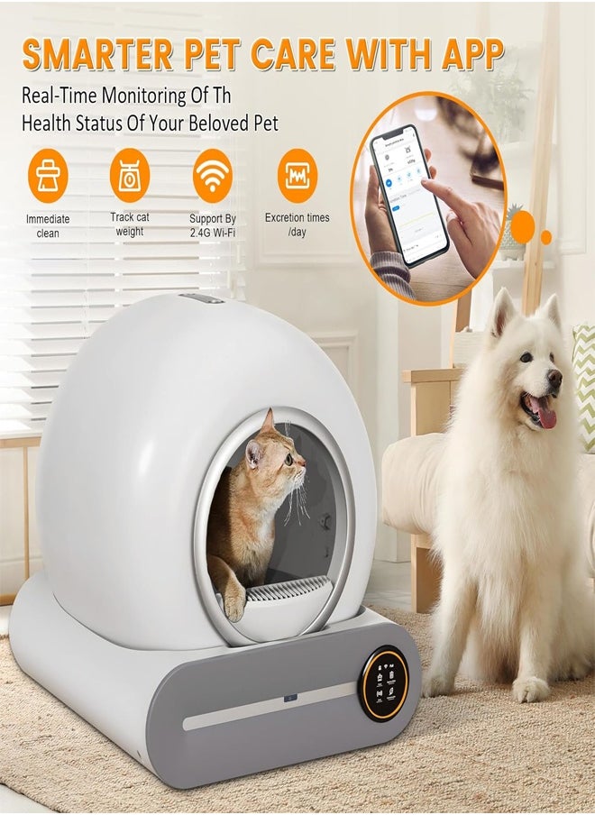 RATSAW Automatic Cat Litter Box Self Cleaning Robot Cat Litter Box for Multiple Cats Auto Clean Cat Litter Box with APP Control and Ionic Deodorizer Smart Cat Toilet with Mat Liner Brush  - Image 3
