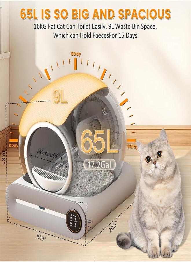 RATSAW Automatic Cat Litter Box Self Cleaning Robot Cat Litter Box for Multiple Cats Auto Clean Cat Litter Box with APP Control and Ionic Deodorizer Smart Cat Toilet with Mat Liner Brush  - Image 2