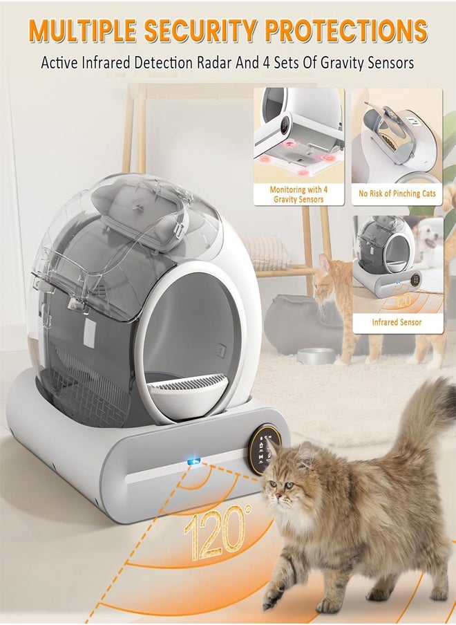 RATSAW Automatic Cat Litter Box Self Cleaning Robot Cat Litter Box for Multiple Cats Auto Clean Cat Litter Box with APP Control and Ionic Deodorizer Smart Cat Toilet with Mat Liner Brush  - Image 4