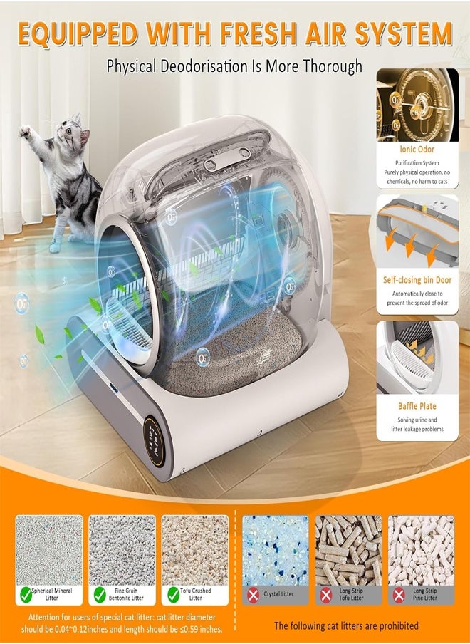 RATSAW Automatic Cat Litter Box Self Cleaning Robot Cat Litter Box for Multiple Cats Auto Clean Cat Litter Box with APP Control and Ionic Deodorizer Smart Cat Toilet with Mat Liner Brush  - Image 5