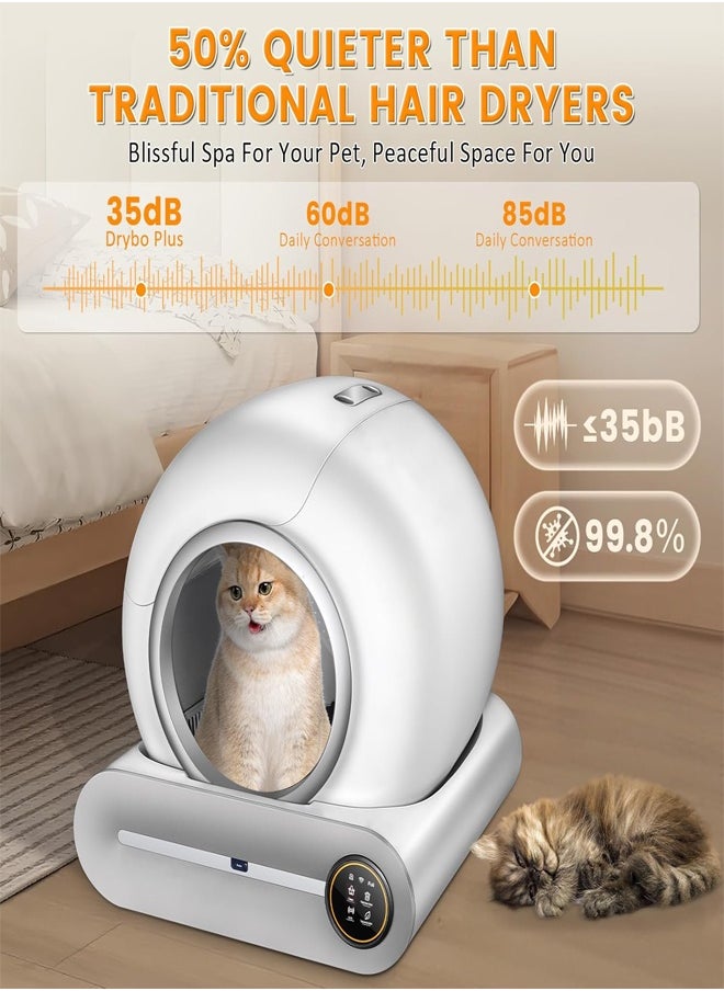 Automatic Cat Litter Box Self Cleaning Robot Cat Litter Box for Multiple Cats Auto Clean Cat Litter Box with APP Control and Ionic Deodorizer Smart Cat Toilet with Mat Liner Brush