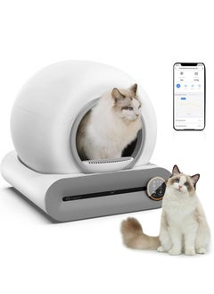 Automatic Cat Litter Box Self Cleaning Robot Cat Litter Box for Multiple Cats Auto Clean Cat Litter Box with APP Control and Ionic Deodorizer Smart Cat Toilet with Mat Liner Brush