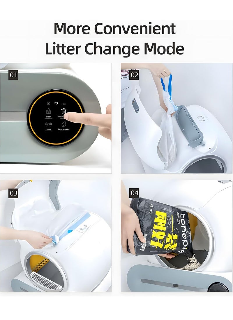 RATSAW - Automatic Cat Litter Box Self Cleaning Robot Cat Litter Box for Multiple Cats Auto Clean Cat Litter Box with APP Control and Ionic Deodorizer Smart Cat Toilet with Mat Liner Brush - Image 1