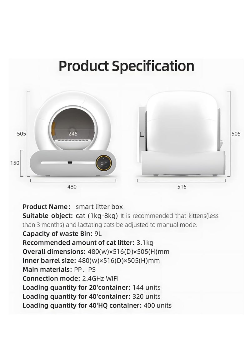 RATSAW - Automatic Cat Litter Box Self Cleaning Robot Cat Litter Box for Multiple Cats Auto Clean Cat Litter Box with APP Control and Ionic Deodorizer Smart Cat Toilet with Mat Liner Brush - Image 1