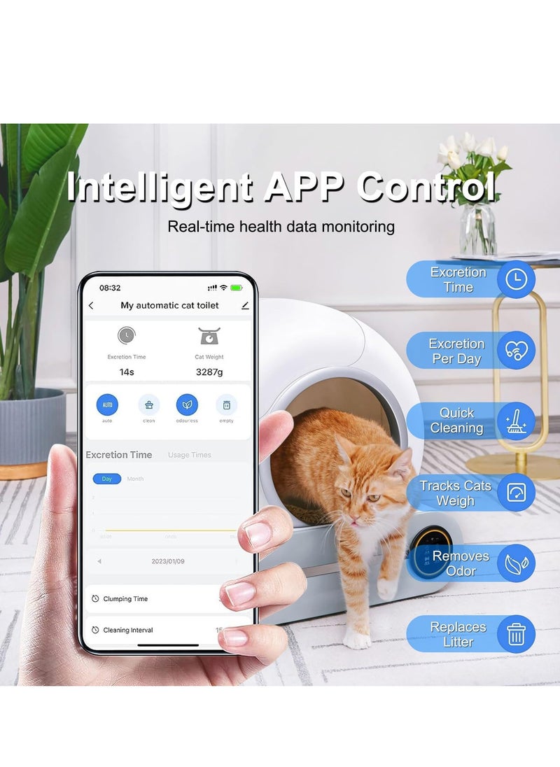 RATSAW - Automatic Cat Litter Box Self Cleaning Robot Cat Litter Box for Multiple Cats Auto Clean Cat Litter Box with APP Control and Ionic Deodorizer Smart Cat Toilet with Mat Liner Brush - Image 1