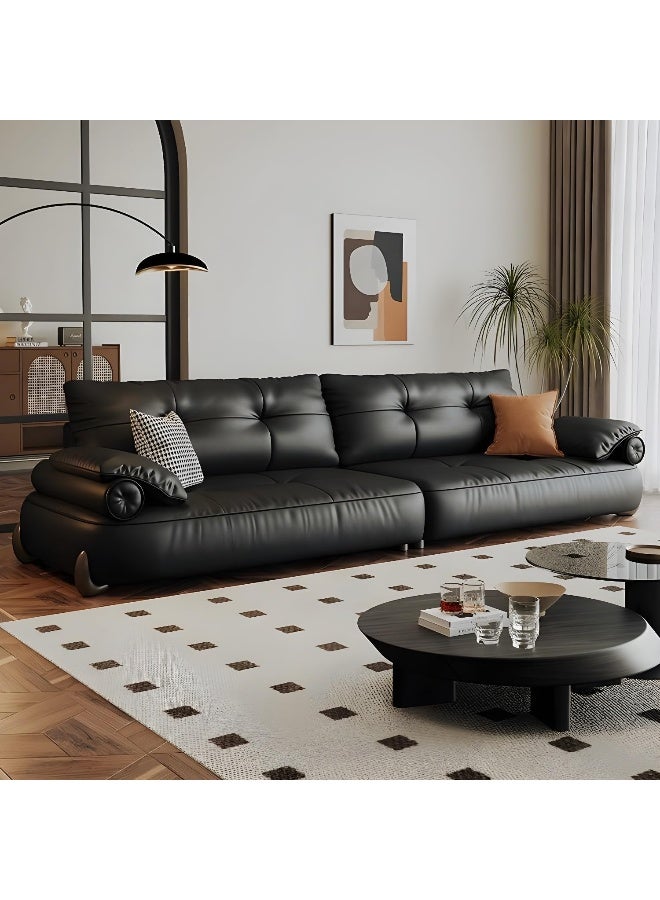 Comfynest أريكة كومفينيست الطويلة السوداء الحديثة من جلد الطبقة العليا - Image 1