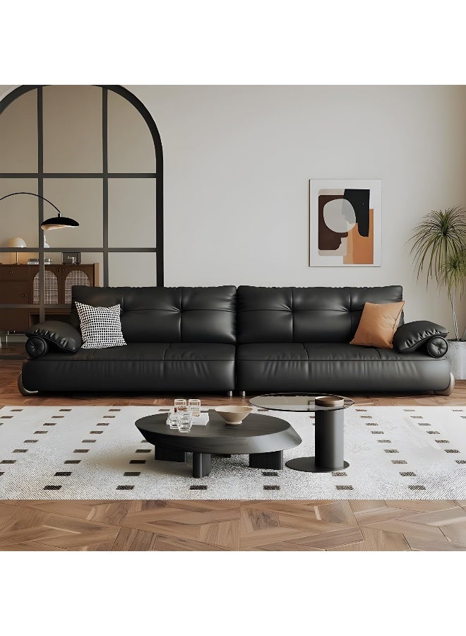 Comfynest أريكة كومفينيست الطويلة السوداء الحديثة من جلد الطبقة العليا - Image 2