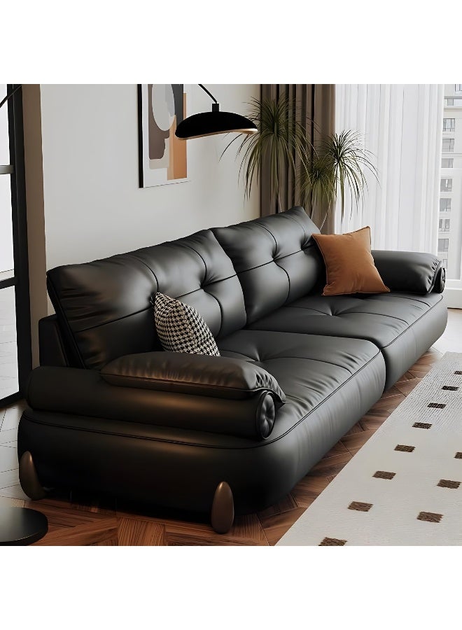 Comfynest أريكة كومفينيست الطويلة السوداء الحديثة من جلد الطبقة العليا - Image 3