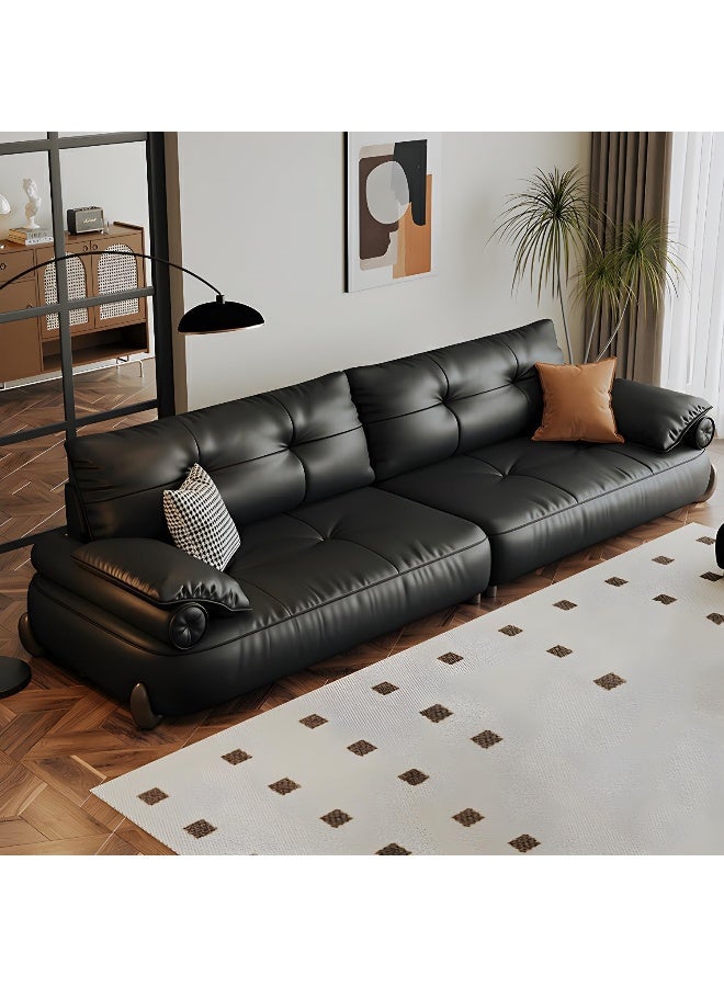Comfynest أريكة كومفينيست الطويلة السوداء الحديثة من جلد الطبقة العليا - Image 4